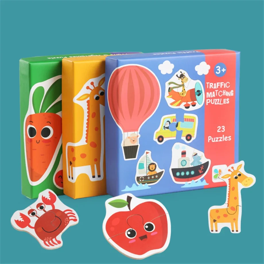 Rompecabezas de Madera para Niños: Animales y Frutas