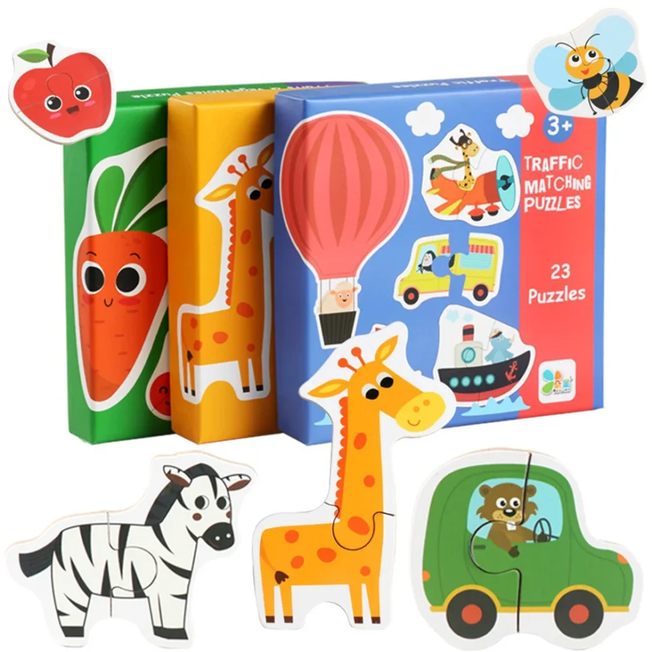 Rompecabezas de Madera para Niños: Animales y Frutas